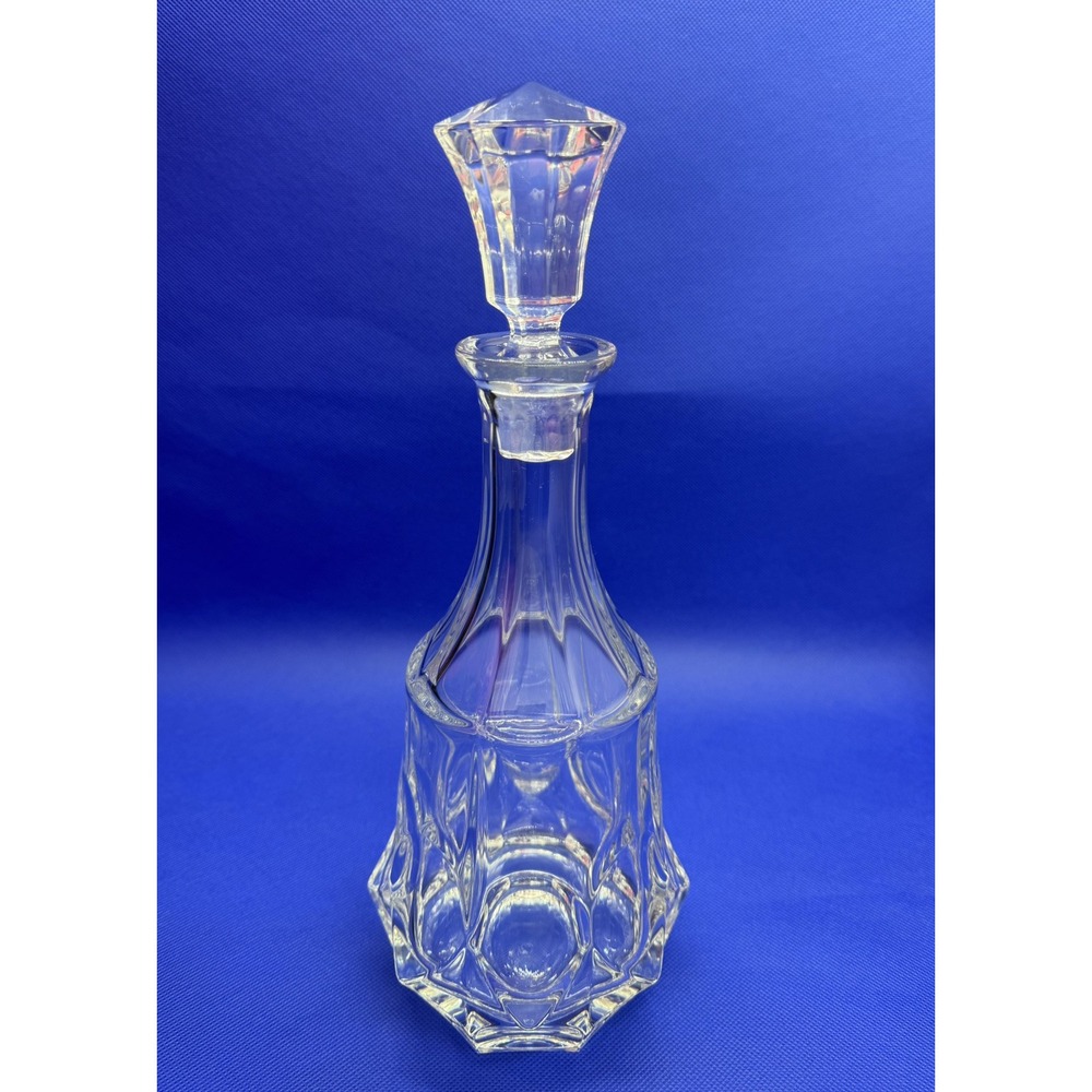 Vintage Bohemian Czech‎ Cut Clear Crystal Glass Wine Decanter